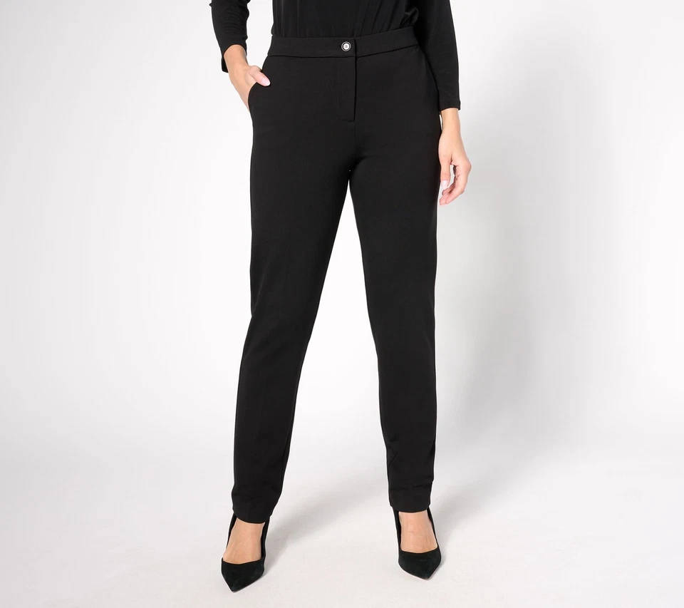 Pantalón Susan Graver Regular Elegante Ponte Pierna Recta Negro L Nuevo Foto 1 de 1