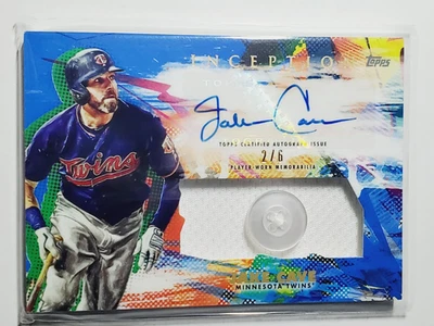 Jake Cave 2020 Topps Inception Autograph 2/6 Button Relic Patch Auto SSP #IAP-JC - Image 1 of 4