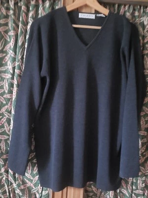 CHAUS SUÉTER VINTAGE 100% LANA CUELLO EN V LIGERO NEGRO GRANDE  Foto 1 de 4