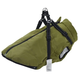 vidaXL Dog Coat with Harness Waterproof Reflective Army Green 3XL - Picture 1 of 6
