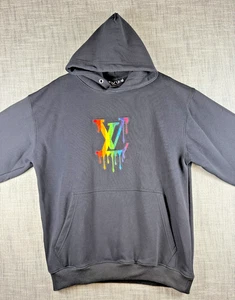 Gr. L - KVJ Embroidered Rainbow LV Logo Patch Pullover Hoodie Sweatshirt Black - Bild 1 von 9