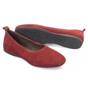 Born Women's Boca Genuine Suede Ballet Flats size 7 Red Square Toe - Picture 1 of 9