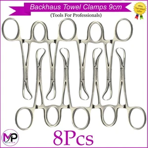 X8 Backhous Handtuchklemme Pinzette 9 cm Chirurgischer Edelstahl Medizinisches Instrument - Bild 1 von 1