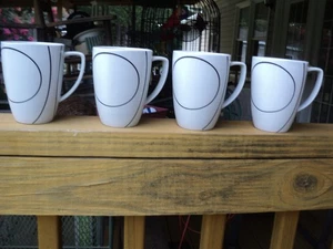 Corelle Coordinates Porcelain White "Simple Lines" Coffee Mug/ Cup - Set of 4 - Picture 1 of 5