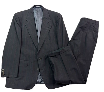 vtg 90s Alexander Julian 40S 34x29 2pc Pant Suit Charcoal Red Stripe USA Wool - Image 1 of 4