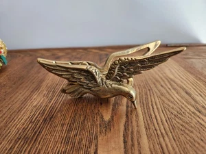 Vintage Figural Brass Eagle Bird Paper Clamp Desk Wall Hanging Clip Holder - Picture 1 of 3