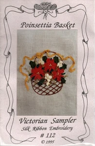 SuzI Komara #112 POINSETTIA BASKET Silk Ribbon Embroidery Pattern +Ribbon - Picture 1 of 2