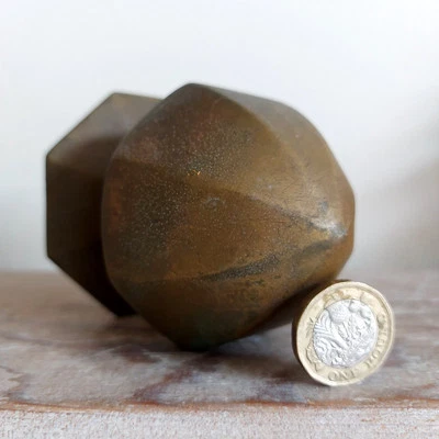 VINTAGE LARGE OCTAGONAL BRASS CENTRAL DOOR KNOB PULL OVER 7cms, 7.5 cms PLATE - Image 1 of 4