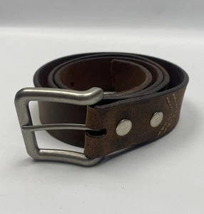 Danner Ledergürtel Herren 38 ölgegerbt braun silberne Schnalle massiv Made in USA - Bild 1 von 12