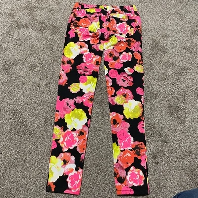 Pantalones My Michelle Estampado Floral Talla 3 Rosa Brillante Amarillo Negro Flores Foto 1 de 4