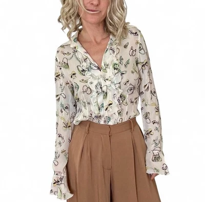 Blusa informal de esquina de los 90 100 % seda bolso bolso estampado novedoso talla 8 Girlcore carrera Foto 1 de 4