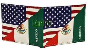 Cartera de cuero plegable con banderas de México americano - Imagen 1 de 6