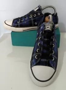 Converse Chuck Taylor Blue Black Wool Plaid Sneakers Trainers Size UK 4 - Picture 1 of 8