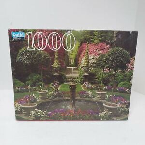 Vintage Guild Fountain And Garden In Bloom 1000 Piece Jigsaw Puzzle Hasbro NEW