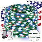 Independence Day Decorations,Outdoor Waterproof 59FT 180 LED Red+Blue+White