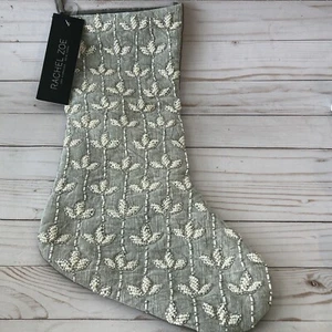 Rachel Zoe verzierter SILBER creme Luxus funkelnder Weihnachtsstrumpf NEU  - Bild 1 von 14