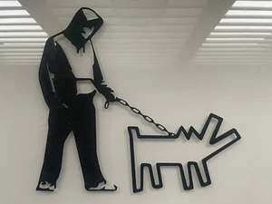 Grafiti Bild Man with Dog Wand Kunst Zeichnung 3D Druck oder Wandtatoo DIY - Bild 1 von 1