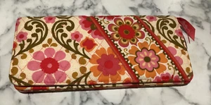 Vera Bradley FOLKLORIC Travel Organizer/Passport Wallet Orange/Pink NWOT - Picture 1 of 9