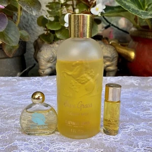 LOT Vintage Blue Grass Elizabeth Arden 4oz Flower Mist Mini Perfumes .2oz +1Dram - Picture 1 of 6