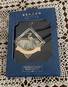 Beacon Design Riverboat Twilight Great Blue Heron Metal Ornament Brand New Box - Picture 1 of 6