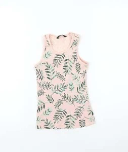 George Girls Pink Geometric 100% Cotton Basic Tank Size 7-8 Years Scoop Neck Pul - Picture 1 of 12