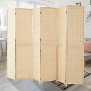 6 Panel Bamboo Room Divider, 6Ft Tall Folding Privacy Screen for Room Separation - Picture 1 of 12