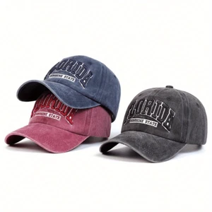 Unisex Letter Embroidered Wash Baseball Cap Vintage Adjustable Casual Hat - Picture 1 of 11