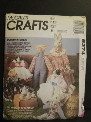 McCall's Craft Pattern Animal Clothes dress vest and pants 6274 cut 12-22 inches - Image 1 of 3