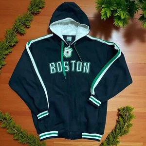PJ Mark Vintage Y2K Boston Full Zip Embroidered Hoodie Black Green Men's XL NWT - Picture 1 of 8