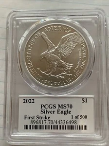 2022 silver Eagle ty2 R Brazile First Production PCGS MS70 - Picture 1 of 6