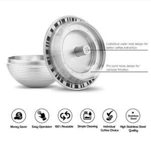 Stainless Steel Reusable Refillable Coffee Pod Capsules Kit For Nespresso Vertuo - Picture 1 of 7