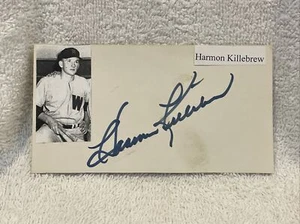COOL Harmon Killebrew Auto'd 3x5 Index Card, Minnesota Twins/Washington Senators - Picture 1 of 2