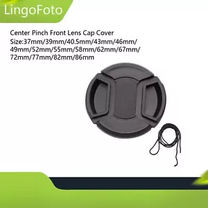 39/43/49/52/86mm Center Pinch Front Lens Cap Cover for All DSLR Filter Lens Hood - Picture 1 of 8