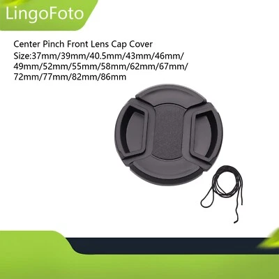 39/43/49/52/86mm Center Pinch Front Lens Cap Cover for All DSLR Filter Lens Hood - Image 1 of 4
