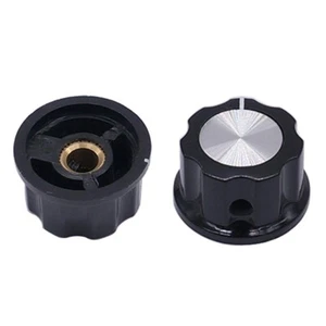 10pcs Potentiometer Knobs 6 mm Dia. Shaft Silver Tone Top Rotary Knobs Black A03 - Picture 1 of 16