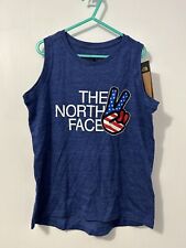 North Face Tank Top Girls 10/12 Blue Peace Flag