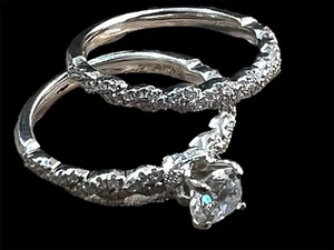 Neil Lane 14K White Gold Diamond Wedding Band & Engagement Ring Set Size 6.5 - Picture 1 of 11