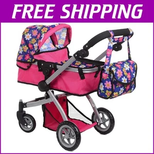 Swivel Wheel Doll Stroller & Bassinet - Lightweight, Foldable, and Easy to Carry - Picture 1 of 8