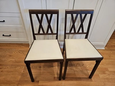 2 MCM Retro Pierna O Matic Madera Sillas Plegables Asiento Vinilo Cámper RV Airstream Foto 1 de 4