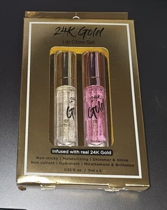 Nicka K New York 24k Gold Lip Glow Set Shimmer & Shine Lip Gloss Set of 2 NIB - Picture 1 of 1