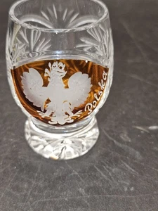 VTG. Crystal Lead Engraved Eagle Shot Glass Polska - Picture 1 of 5