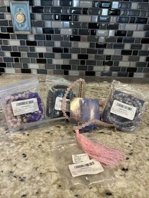 4件套-108马拉珠祈祷流苏治疗项链8毫米石英,美国熔岩 — 第 1/4 张图片