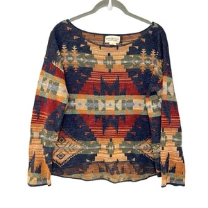 Denim & Supply Ralph Lauren Knit Top Southwestern 3/4 Dolman Sleeve Boxy Aztec M - Picture 1 of 4