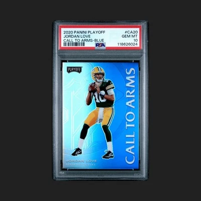 2020 Playoff Jordan Love RC Call To Arms Blue Prizm #CA-20 Packers Rookie PSA 10 - Image 1 of 2