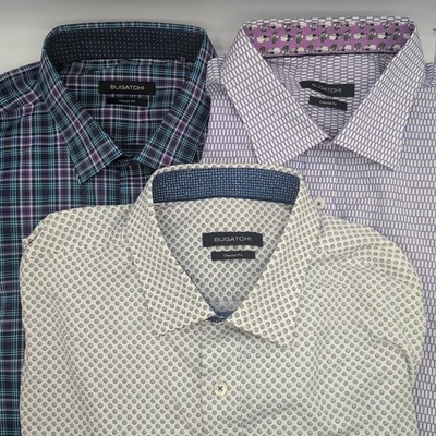 Bugatchi Classic Fit Long Sleeve Button Up Shirt Mens XL Flip Cuff Lot Of 3 - Image 1 of 4