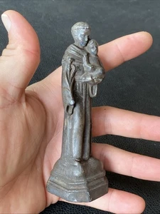 Vtg Metal St Anthony of Padua Holding Christ Child Baby Jesus Religious Figurine - Picture 1 of 16