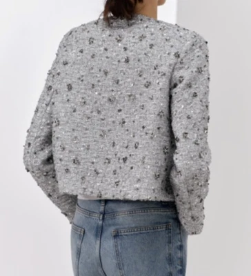 ZARA ZW COLLECTION SEQUIN JACKET SILVER NEW XL  - Image 1 of 2