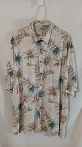 Vintage Campia Moda Hawaiihemd weiß hellbraun grün Palmen Herren 2 XL - Bild 1 von 10