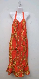 Fashion Nova Expensive Taste Bandage Women's Midi Dress Large Orange Combo - Picture 1 of 11