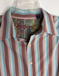 Robert Graham Hemd mit Knopfleiste Herren XL Streifen Paisley Flip Cuff - Bild 1 von 9